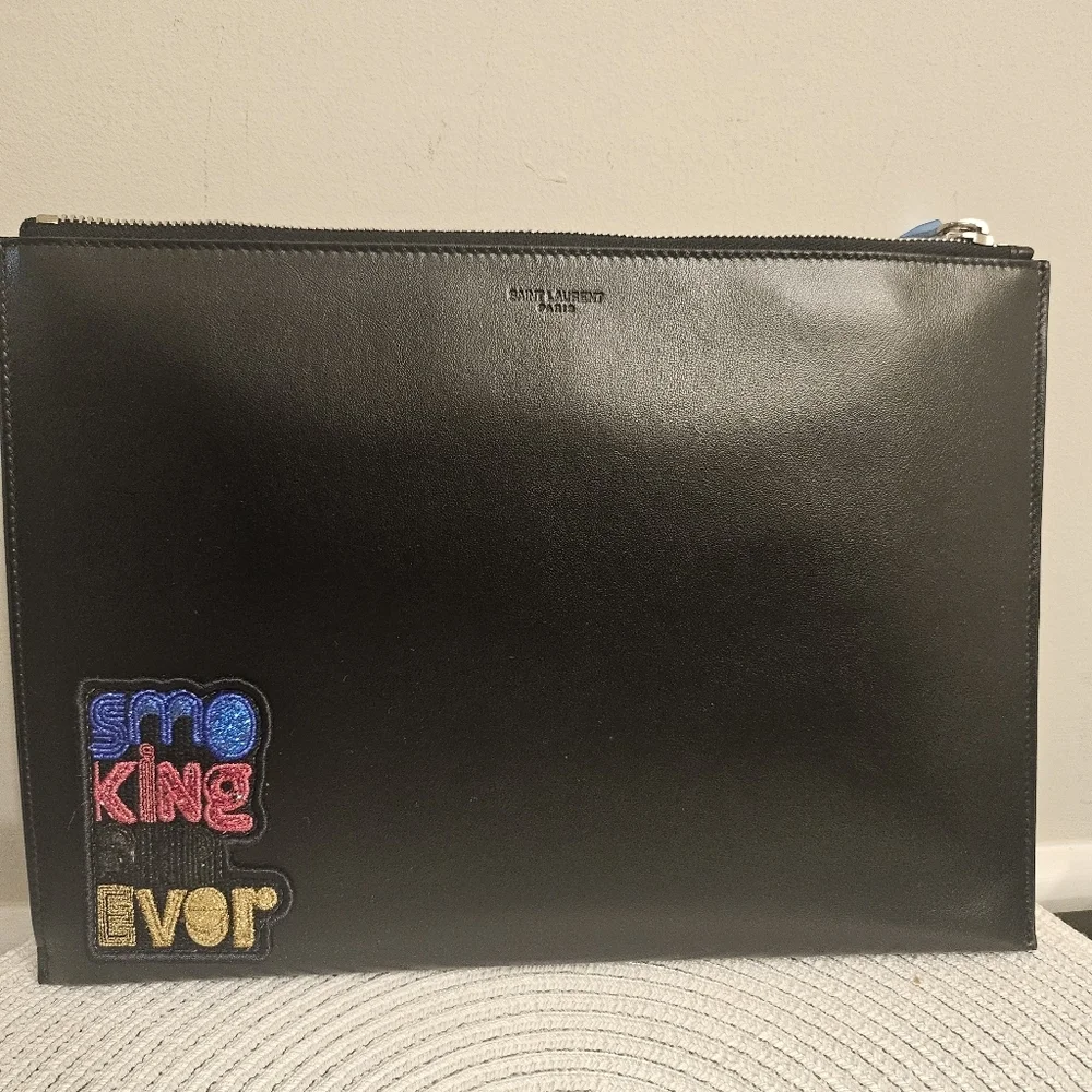 Saint Laurent Leather Zip Pouch / Document Holder - Picture 8 of 9